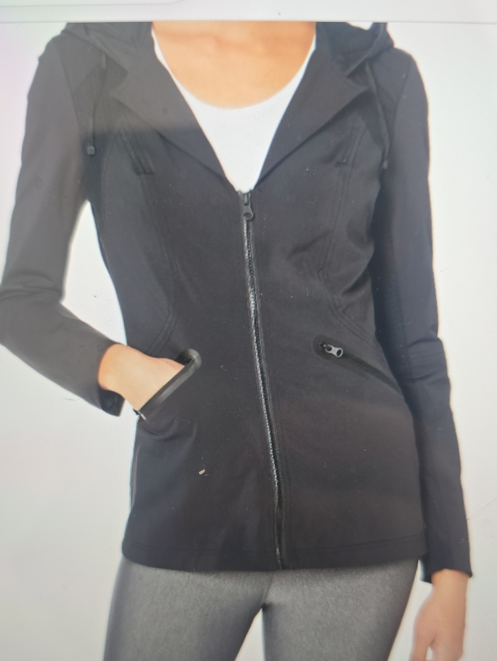 blanc noir Black Hooded Zip Utility Jacket L